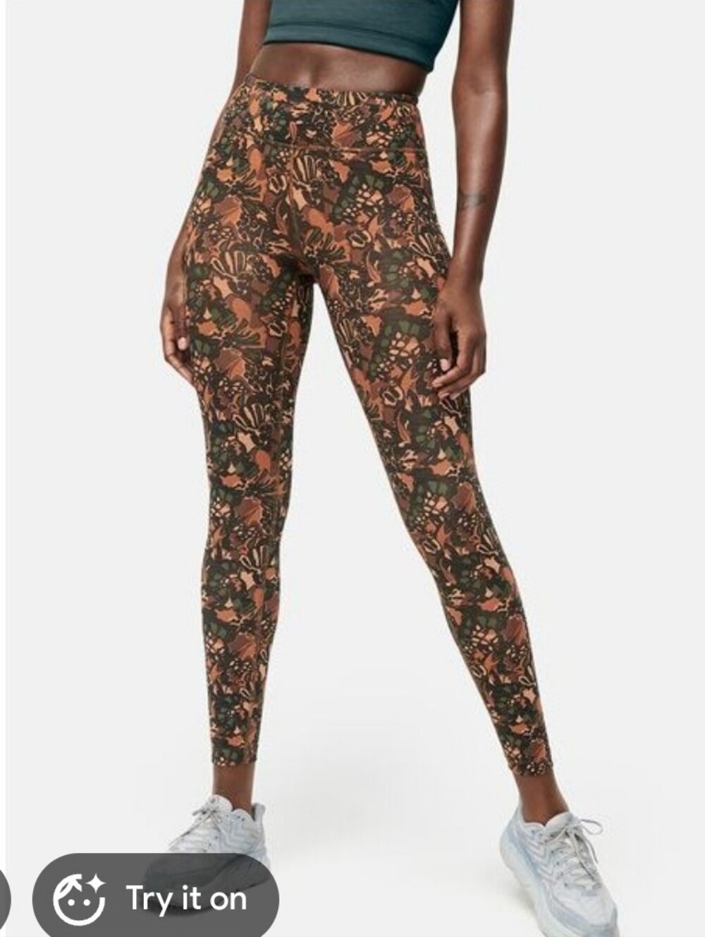 Outdoor Voices Floral Print Leggings in Rust and Black S